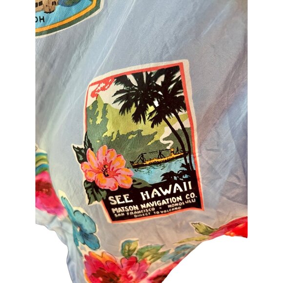 Carole Little Womens Silk Button-Up Shirt Dress 14 Island Prints Long Sleeve 80s - Picture 8 of 16